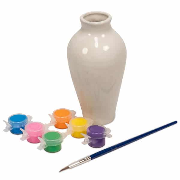 Includes: 3 Vases 12 Colors and Paint Brush Online Street B Me Paint Your Own Porcelain Vases Set of 3 Long-Lasting Ceramics Porcelain Vases Creative Activities 