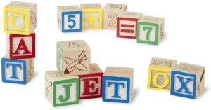 MTS Wooden ABC 123 Building Blocks Kids Alphabet Letters Numbers Bricks Toy Set 