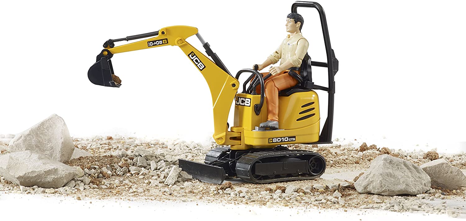 1/16 JCB 8010 CTS Mini Excavator W/ Construction Worker By Bruder 62002 