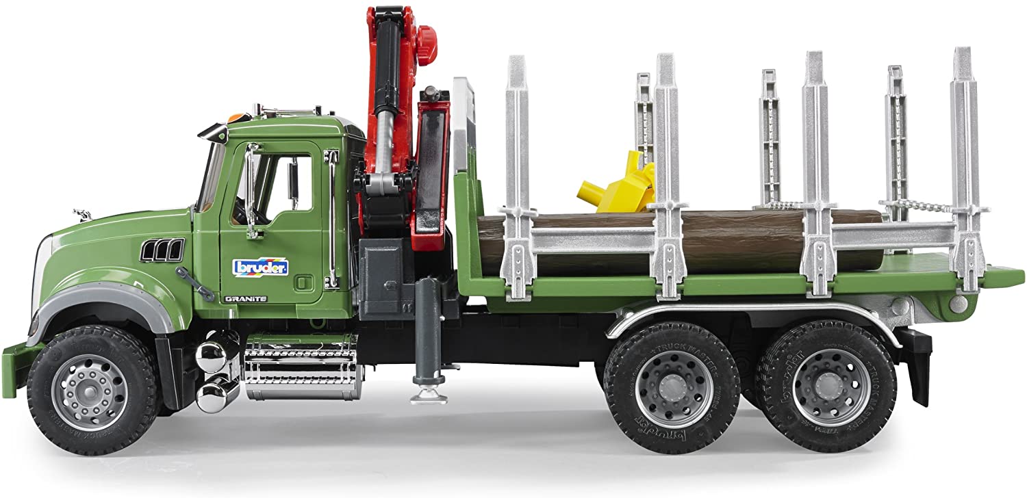Bruder MACK Granite Timber Truck with Loading Crane 3 Trunks 02824 