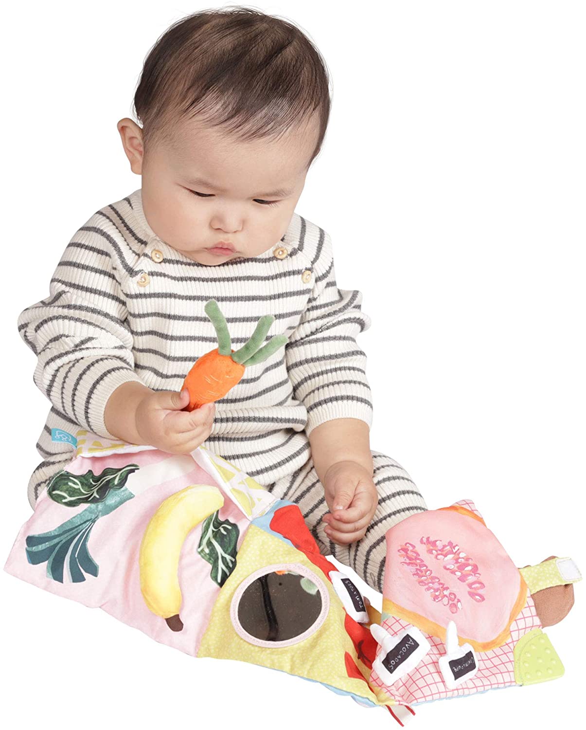 Manhattan Toy Mini-Apple Farm Soft Activity Crinkle Book for Baby /& Toddler with Discovery Mirror and Textured Teether